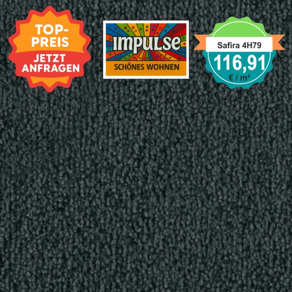 Vorwerk Safira Teppichboden Farbcode 4H79 – Draufsicht mit Preisetikett 116,91 €/m²